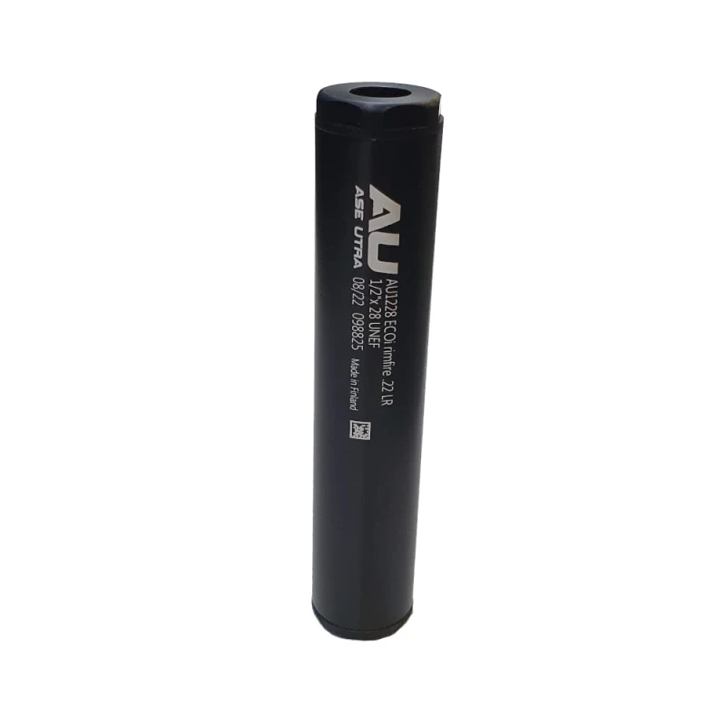 ASE ULTRA TŁUMIK ECO .22LR 1/2"x28 UNEF FINLANADIA, 32-38 dB PRZY LEWYM UCHU DŁ:14,0cm, ŚR:2,8cm; TŁUMIK WYPRODUKOWANY I PRZEZNACZONY NA RYNEK CYWILNY