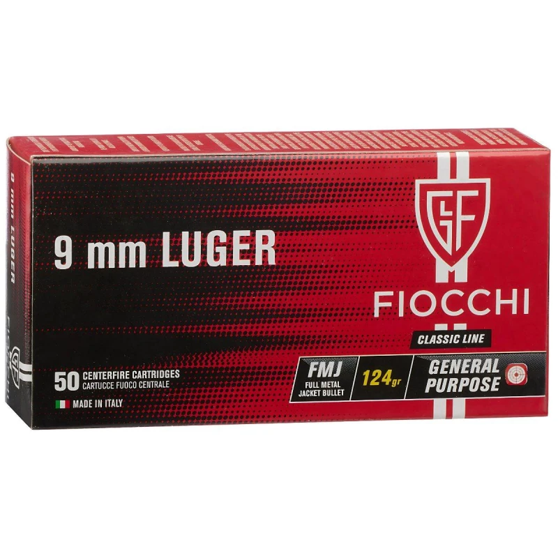 AMUNICJA FIOCCHI 9 LUGER FMJ 8g/124GR; 9X19 MM