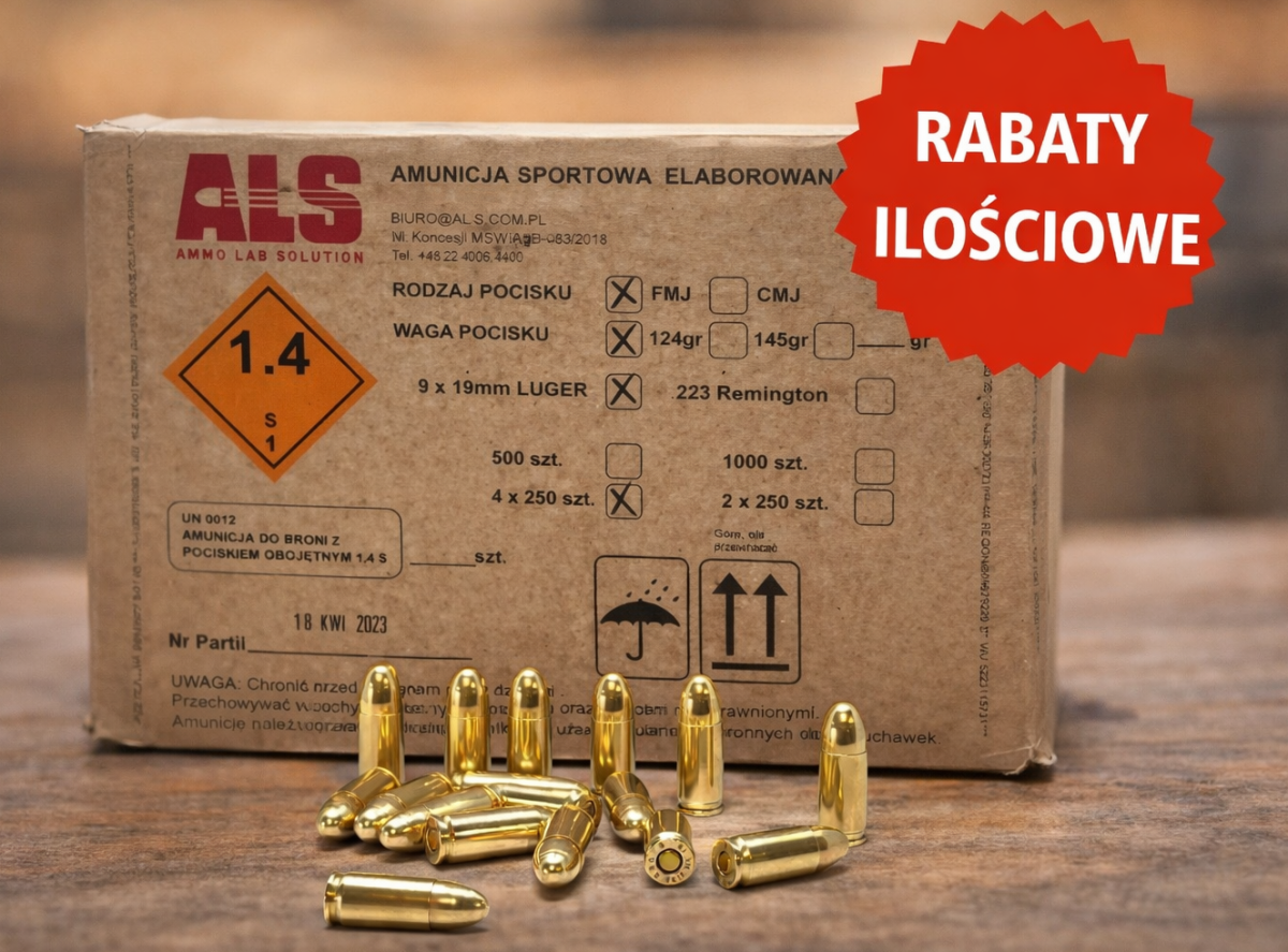 AMUNICJA ALS 9mm PARA FMJ ELABOROWANA 124GR/8g FMJ - 250